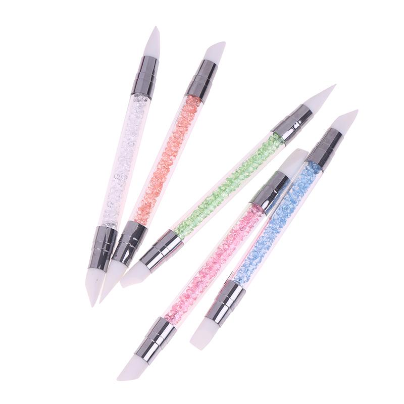 5 szt. Pióro do zdobienia paznokci Dwugłowe Silikonowe Pióro do Rzeźbienia Kwiatów Regulowany Klej w Sztyfcie Pióro do Embossingu Pędzel do Zdobienia Paznokci Każde Narzędzie Domowe
