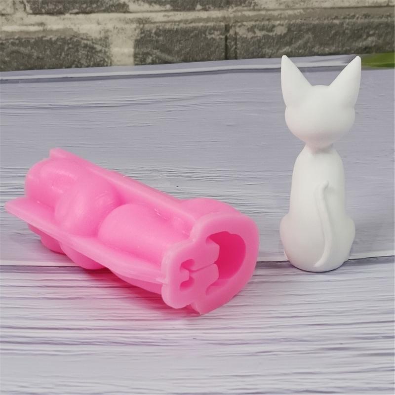 Big Ear Kitten Animal Silicone Molds for Candle Soap Chocolate Candy Cement Gypsum Silicone Molds for Home Decoration