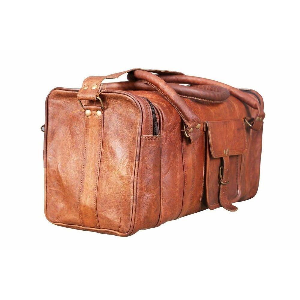 Gym Kozí Kůže Pánský Duffle Hnědá Cestovní Zavazadlo Pravá Taška Vintage Nová Taška