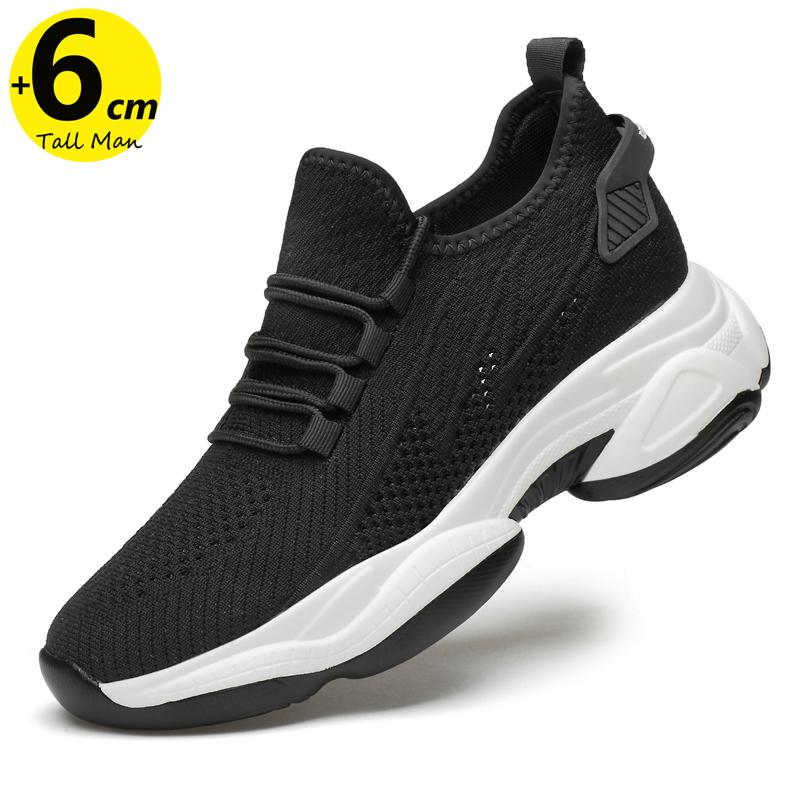 Chunky Sneakers Mesh Men's Elevator Sneakers 6cm 8cm Heel Lift Insole Plus Size36-44