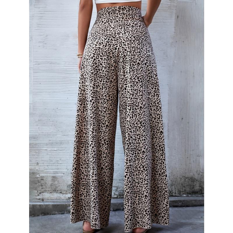 Spring Women's High Waist Trousers Casual Loose Leopard Printed Wide Leg Pants Party Streetwear Autumn Fashion Long Pants Female