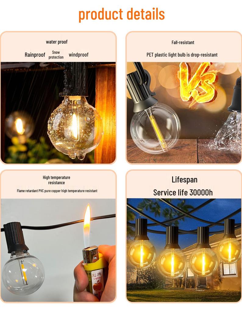 Cross-Border ST38 String Lights: Outdoor Waterproof LED for Camping, Tent, Courtyard, and Festival Decor
