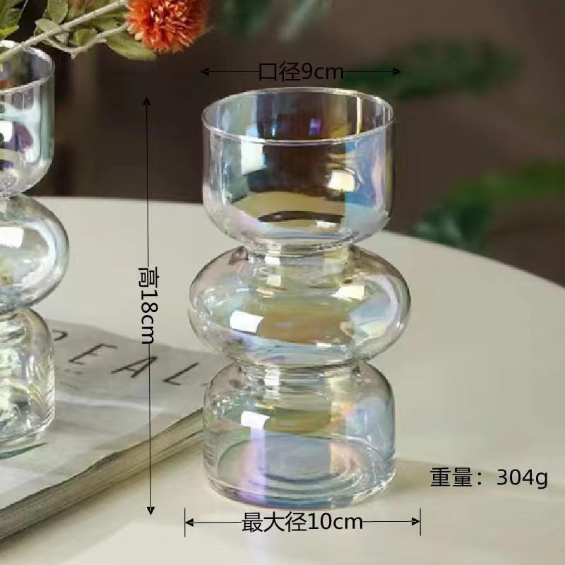 Nordic Simple Luxury Glass Flower Vase Decoration High Aesthetic Value Flower Arranger Home Desktop Decor Props