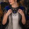 Gothic Shoulder Wrap Feather Cloak for Men Women Halloween Tulle Cape with Dance Performance Shawl Shrug Witch Cosplay Costume Party Festival Outfit