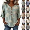 Women V Neck Floral Print Button Loose Fit Ruffle Sleeve Blouse Casual Comfortable Top for Daily Wear Office Travel
