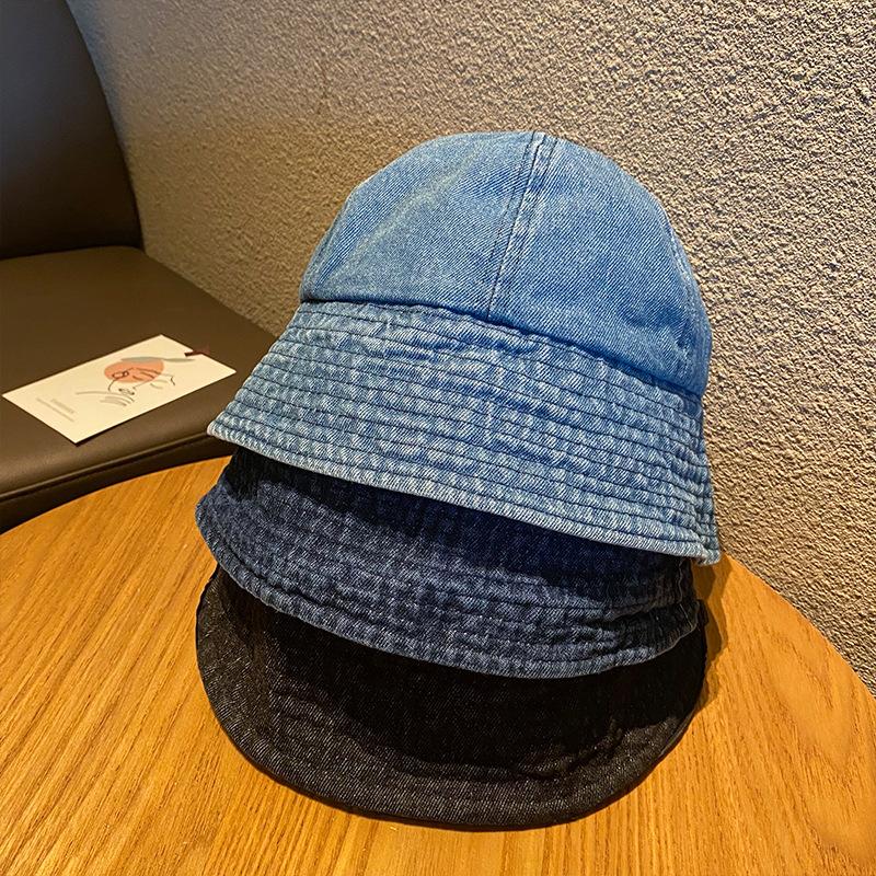 Women's bucket hat, Korean style, trendy and versatile, Japanese style, summer thin washable denim sun protection hat