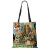 Customize Oil Painting Cat Print Womens Designer Tote Bags Linen Reusable Shopping Bag For Groceries Shoulder Bags for Lady 2020 Casually