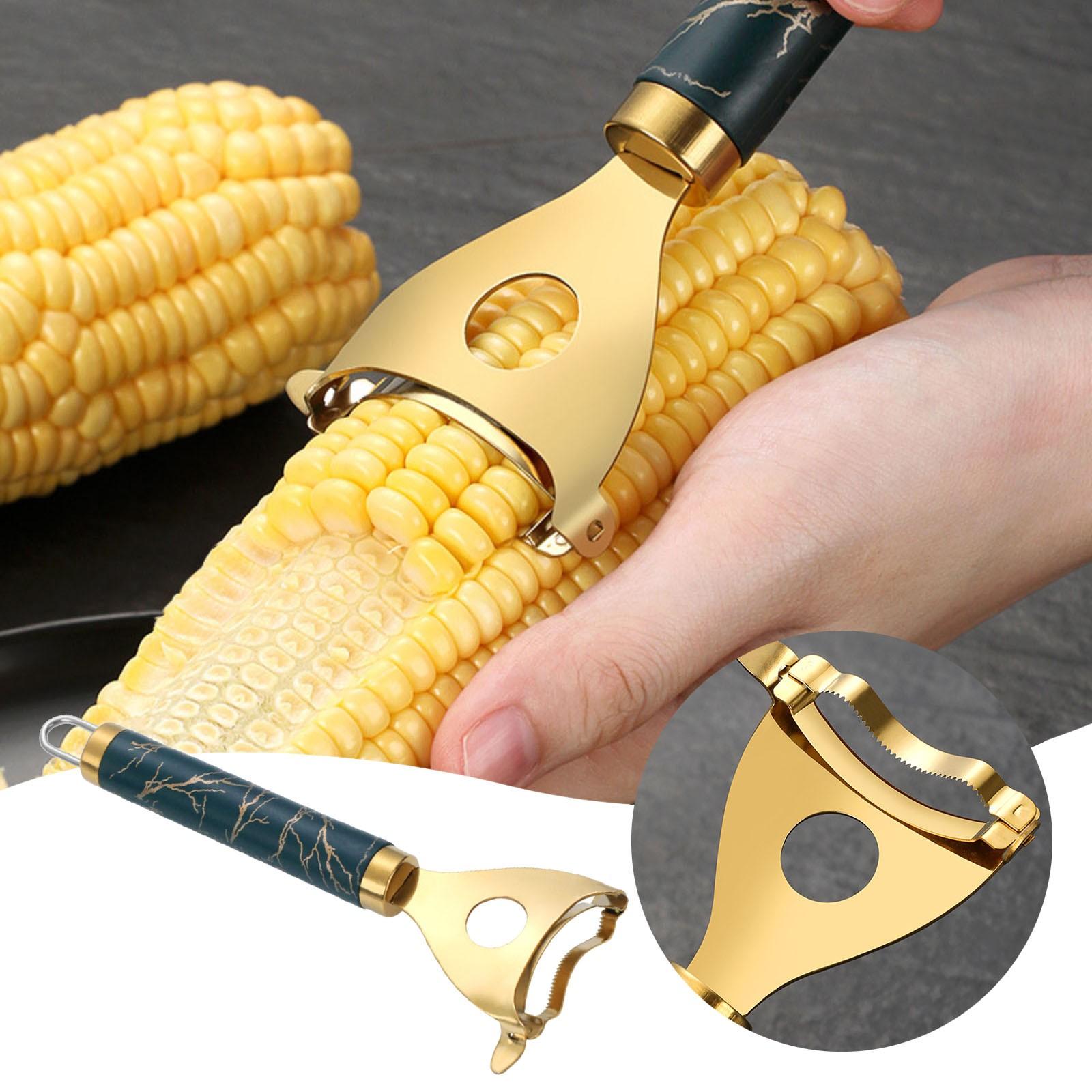 

1pc Corn Planer Stainless Steel Serrated Corn Cob Stripper Household Corn Peeler Reusable Corn Thresher Kitchen Vegetable Gadget золотой
