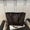 Deerskin velvet large-capacity leopard print bag women's 2025 new autumn and winter retro tote bag versatile shoulder armpit bag