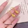 Brushed Gourd Gold-Plated Earrings: Light Luxury Fu Lu Wealth-Attracting Hook Dangles