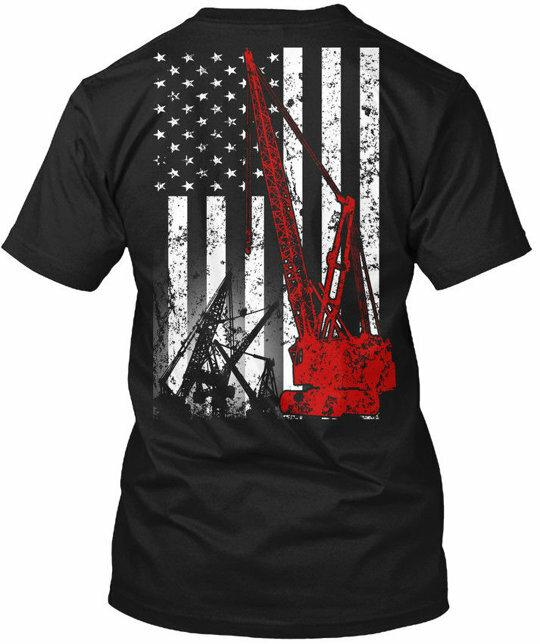 Crane Operator American Flag T-Shirt XXXXL