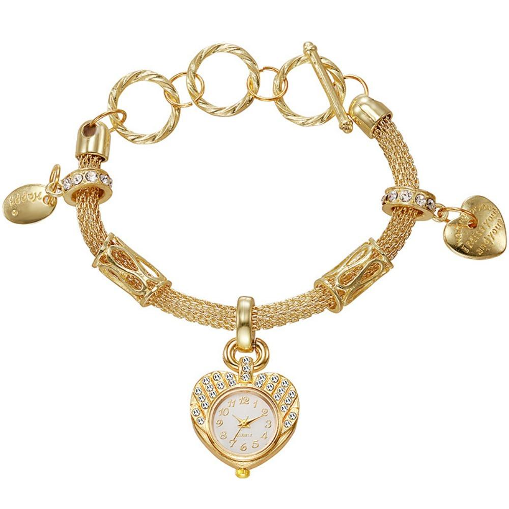 

Золотий/срібний браслет із серцем наручний годинник з нержавіючої сталі/сплаву кварцовий годинник подарунок для дівчини золотий