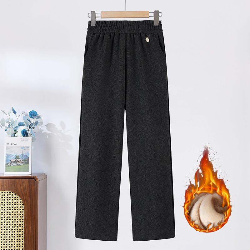 Pants Autumn and Winter High-waisted Straight-leg Trousers, New Middle-aged and Elderly Pants, Long Winter Clothes, Thickened