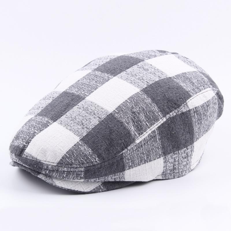 Men'S Autumn Thin Plaid Coarse Cloth Beret Outdoor Sunscreen Sun Hat Women'S Trend Forward Hat
