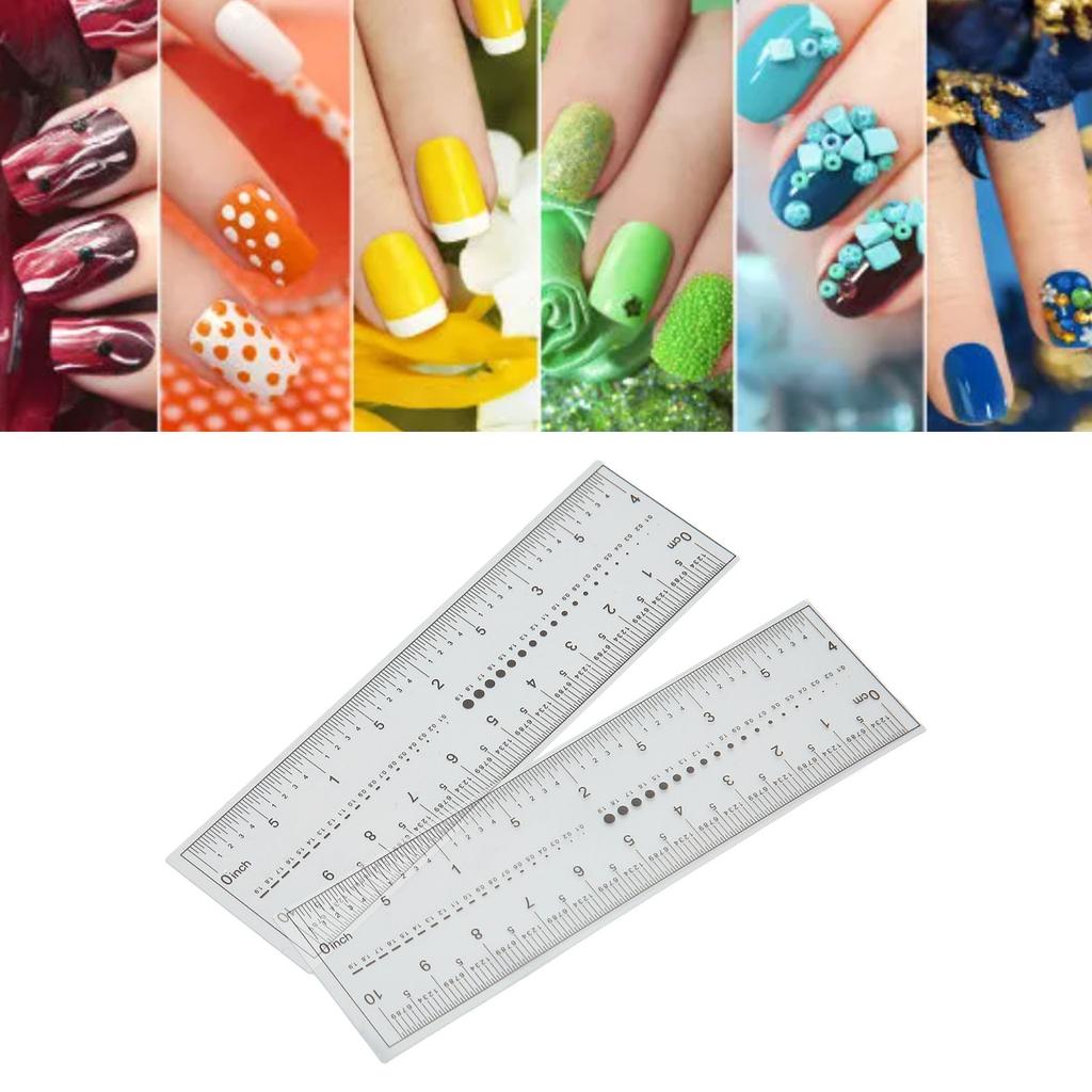10PCS Fake Nails Measuring Ruler Professional Portable Transparent Nail Art PVC Soft Ruler for Nail Measuring Tool