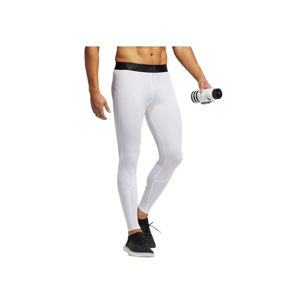Adidas Logo Print Color Block Compression Pants Men Bottoms White GL9874