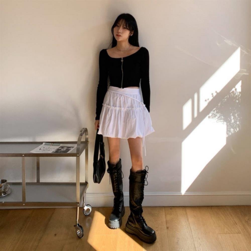 New ArrivAls Open Run BAlloon Skirt A Line Ribbon Tie bAlletcore Pumpkin Frillsk