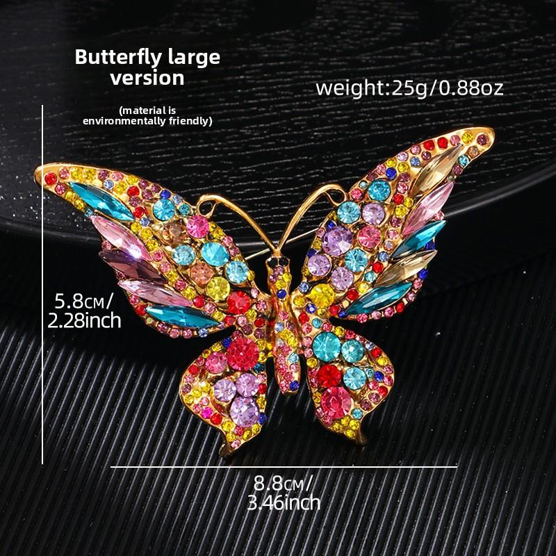 Vintage Crystal Diamond Butterfly Brooch Women's Premium Sense Animal Insect Brooch Clothing Accessories Eco-Friendly Brooch