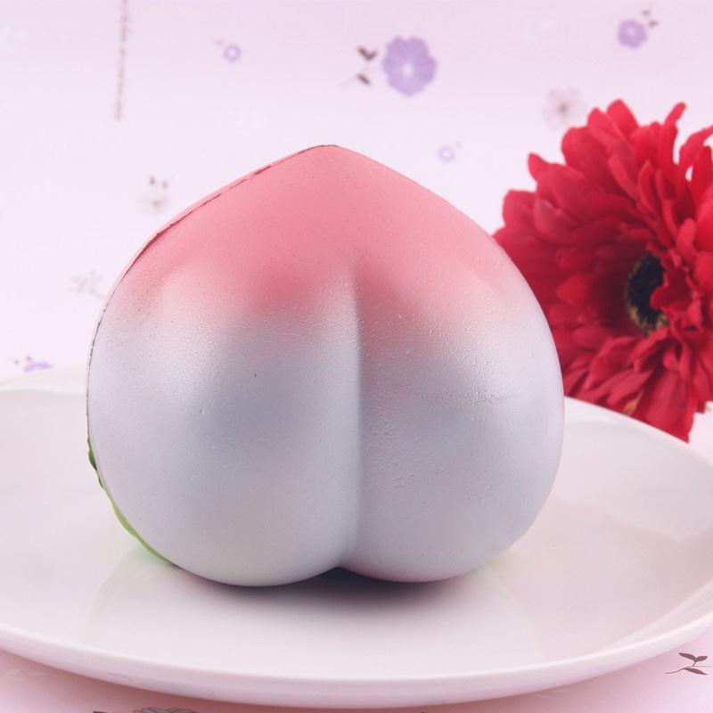 Ny kolossal 10 cm squishy rosa/hvit fersken Slow Rising Cream duftende