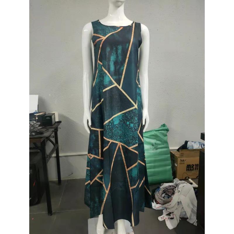 IHUASU Fashion Summer Spring Sleeveless O-Neck Casual Dresses