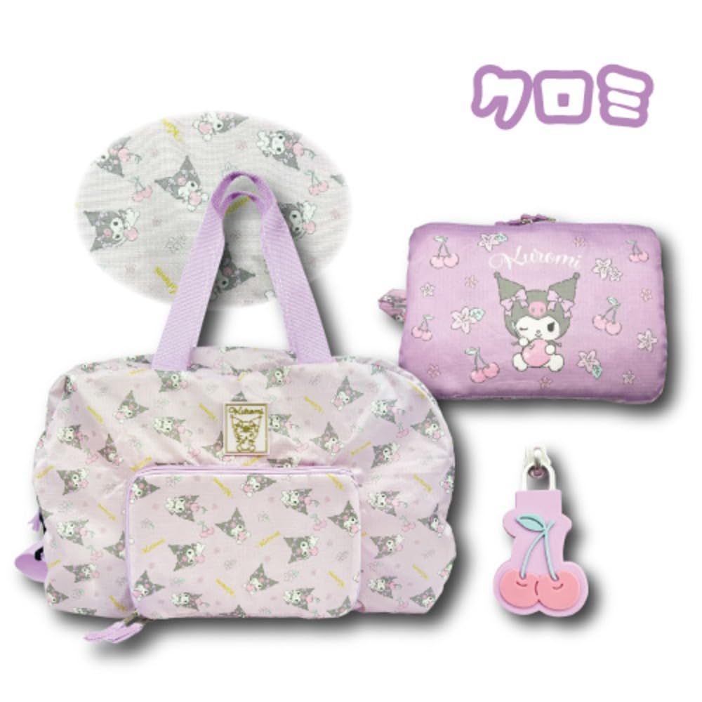 Hatayama Shoji Folding Boston Bag Fruit Hug Kuromi When in H34 x W50 x D24cm When H17 x W25cm 33202838 use stored