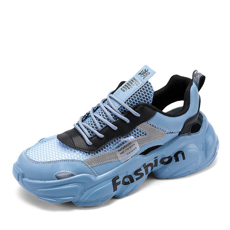 Summer Men's Shoes Breathable Thin Hollow Sports Shoes 2025 New Outdoor Leisure Platform Dad Shoes