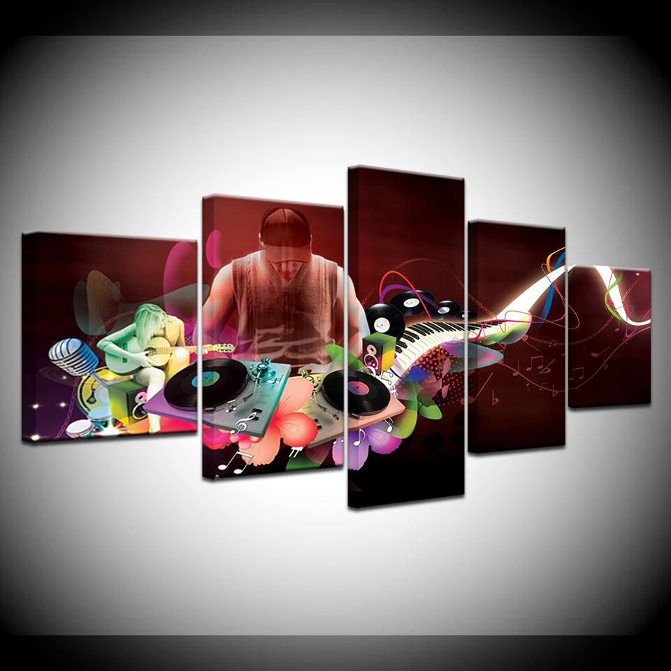 Canvas Painting DJ life music dancing 5 Pieces Wall Art Painting Modular Wallpapers Poster Print for living room Home Decor