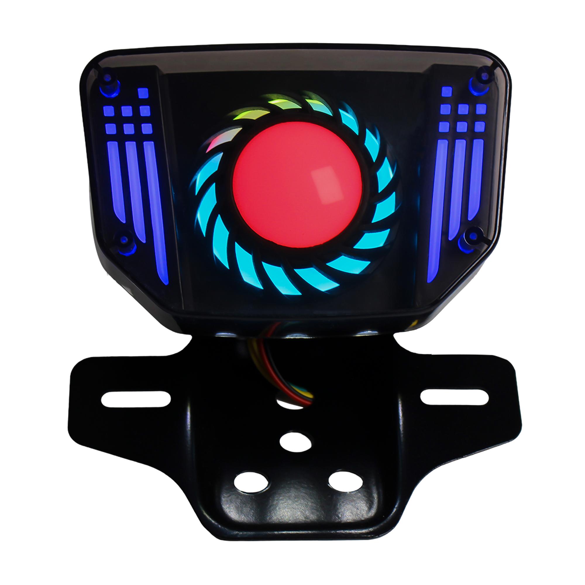 Motorcycle LED Brake Tail Light 12V Signal Lights LED Integrated Tail Light with License Plate Bracket RGB Angel Eyes Universal белый