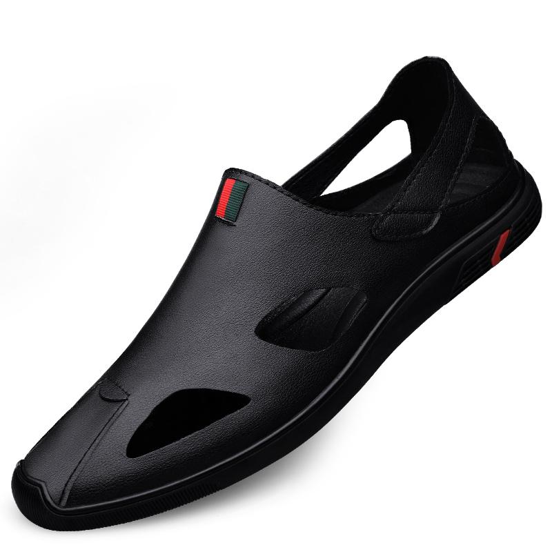 Fashion Genuine Leather Summer Sandals Men's Loafers Slip On Flats Handmade Casual Shoes for Men Moccasins Soft Man Driving Footwear New