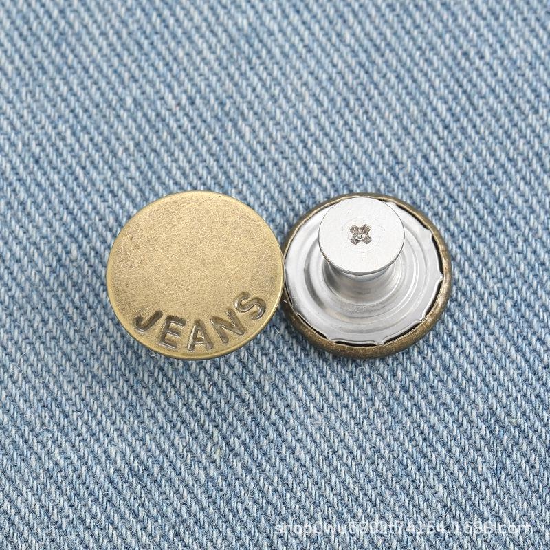 Adjustable No-Sew Detachable Metal Jeans Buttons – Flat Bottom, Nail-Free, Resizes Waistbands Effortlessly