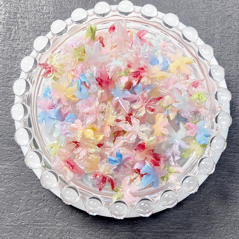 20 Stück Gemischte Nailart Harz Kleine Bunte Blume Nagelanhänger Design Leuchtende Anhänger DIY Basteln Für Nagel 3D Dekoration