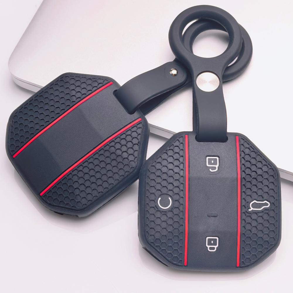 Honeycomb Car Key Cover for Chery JETOUR Freedom Traveler Tiggo 7 Pro Arrizo 8 OMODA 5 with Keychain Honeycomb Texture Racing Stripe Key Fob Protector