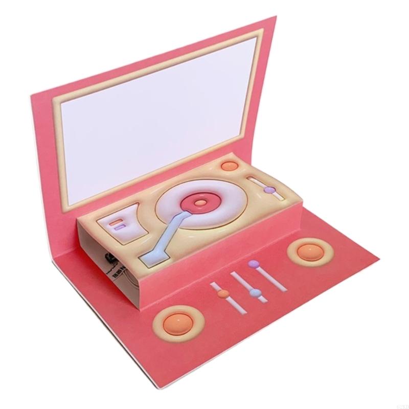 62KD Mother Day Popup Card Phonograph Popup Birthday Cards with Envelope and Removable Note for Women Girls Grandmother