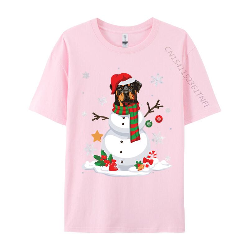 Funny Snowman Rottweiler Dog Santa Tshirt Black Cotton Tops  Tees Gift Cheap Custom T Shirt Brand Clothing