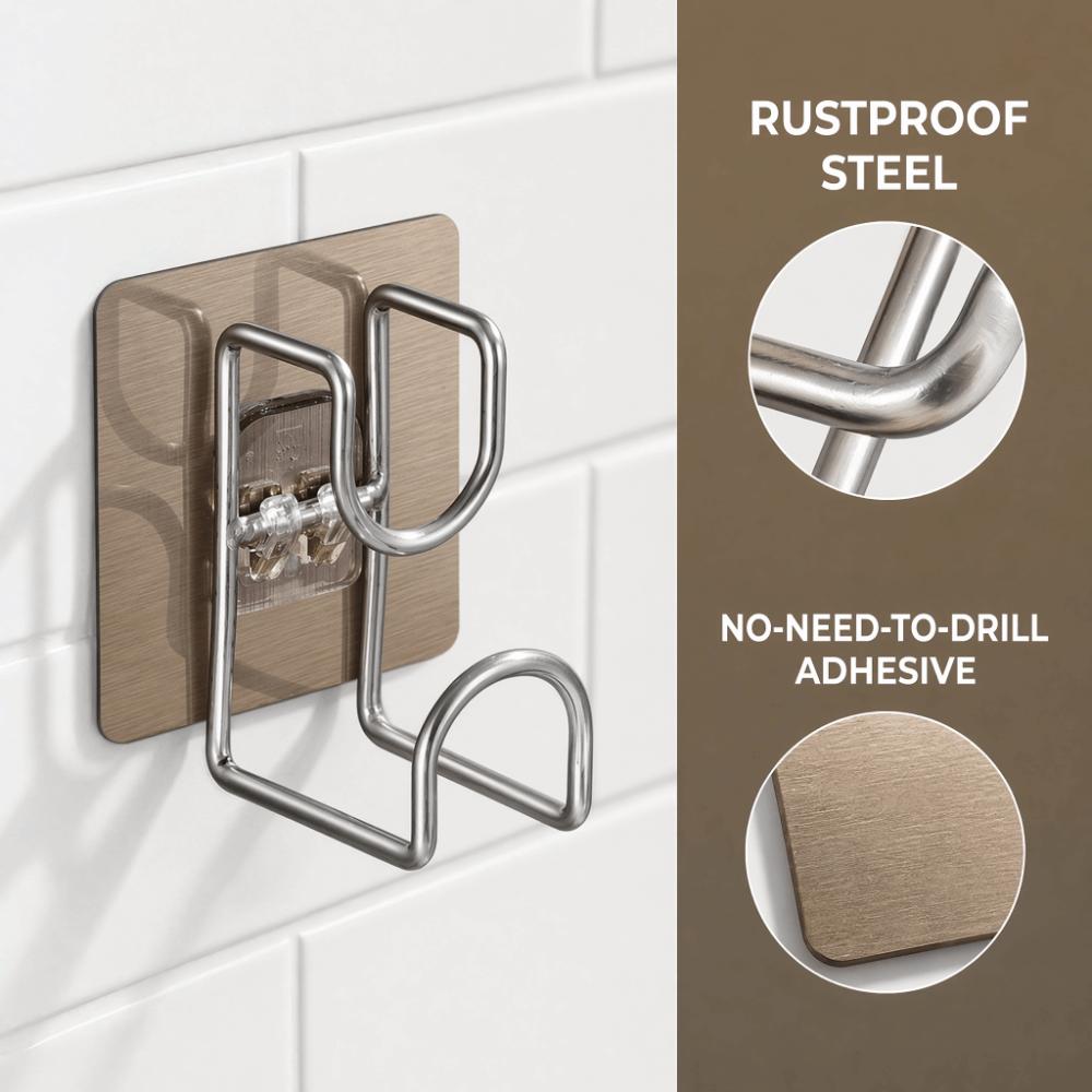 6 PCS Stainless Steel Self Adhesive Hook Hole Free Installation Basin Hanger Home Supply
