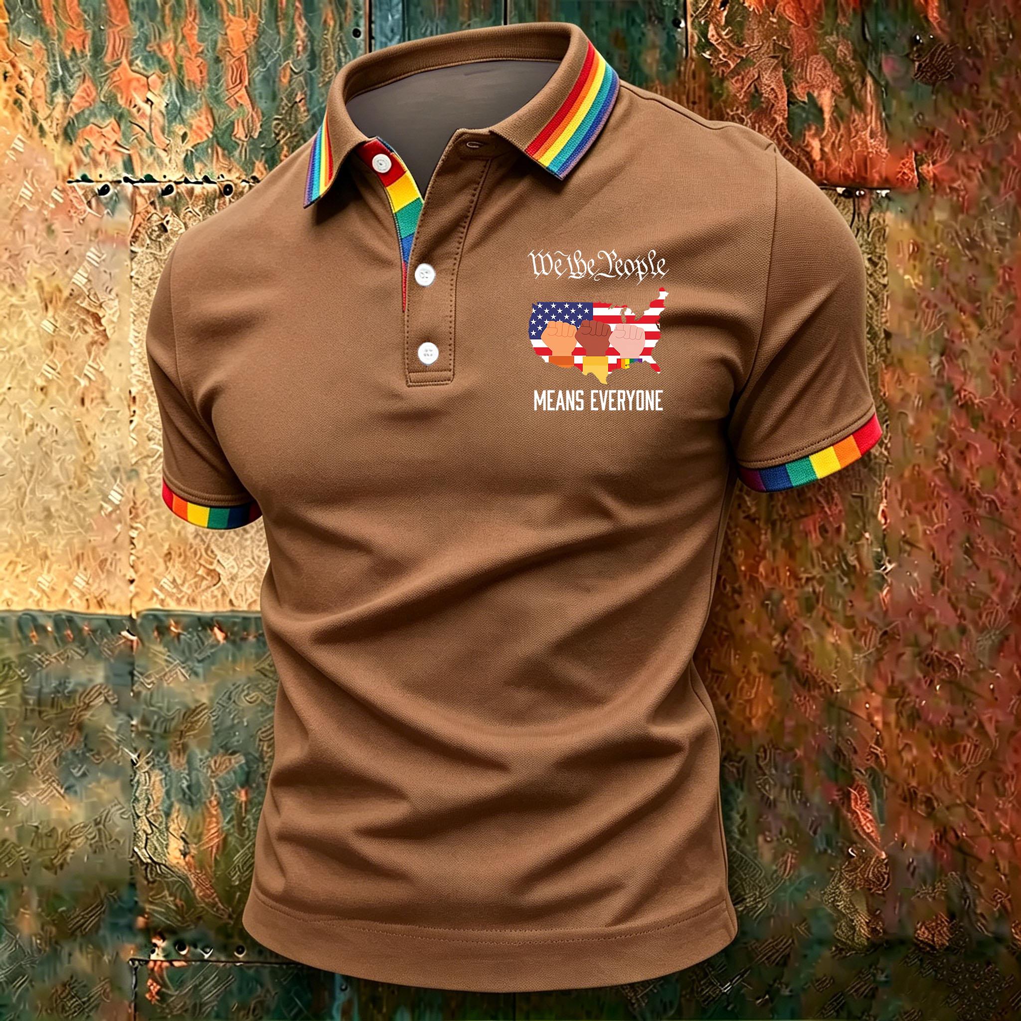 

Men’s Casual Short Sleeve Polo Shirt with Gradient Effect and Letter Print Classic Fit Comfortable Soft Fabric XL