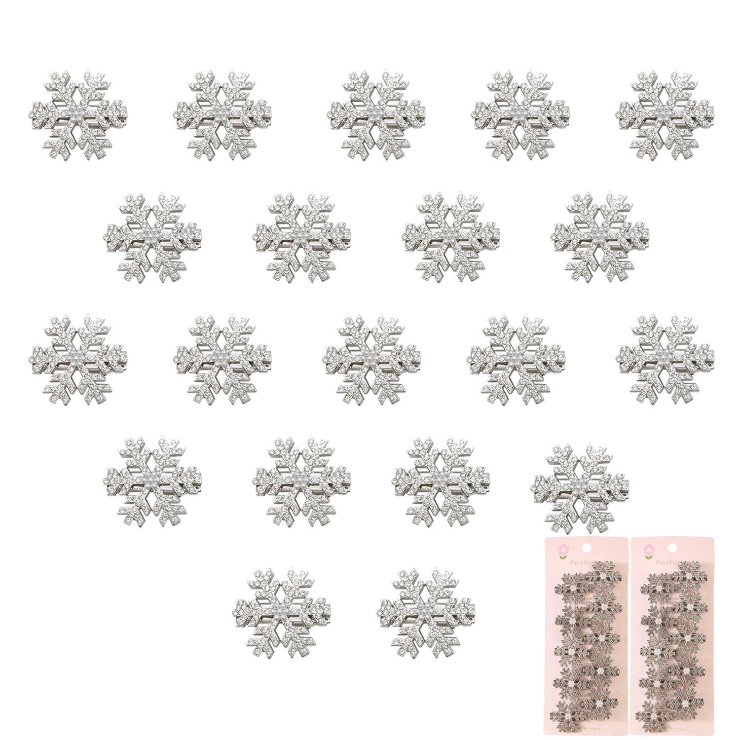 

Супер Вспышка Высококлассная Заколка для волос в виде рождественской снежинки с бриллиантами, Металлическая заколка для челки, Аксессуары для волос 20PCS