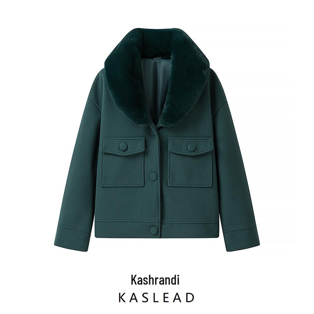 

2024 Winter Women s European & American Style Versatile Wool Coat with Detachable Fur Collar S