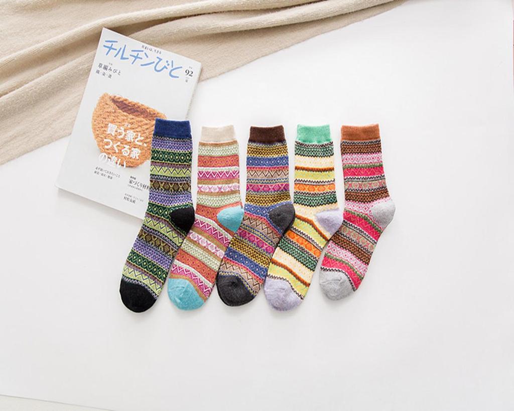 Retro králičí vlněné ponožky: Hřejivé etno ponožky pro ženy (Podzim zima)