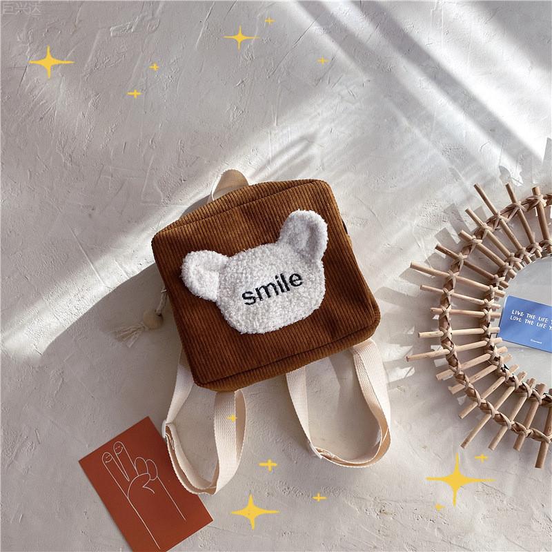 Adorable Mini Plush Backpack For Kids Featuring Charming Cartoon Bear Design And Stylish Colors