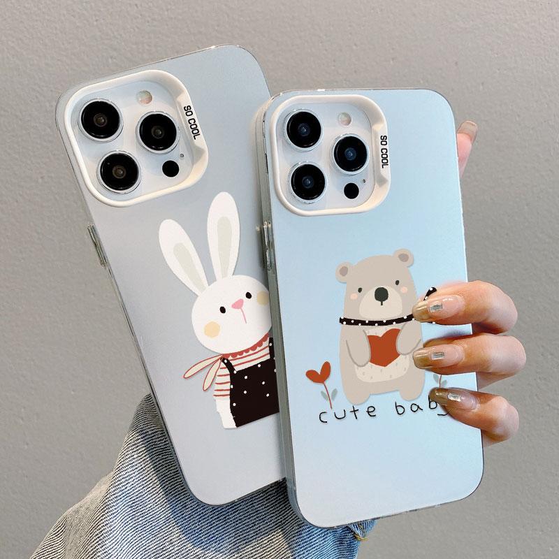 Cute Little Rabbit Lovely Bear Laser Phone Case For Samsung Galaxy S24 S23 Ultra Plus FE S25 S22 Ultra Plus S21 FE Cover Fundas