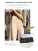 Women's Cozy Off-White Cashmere Wide-Leg Pants, Winter 2026, High-Waisted, Fleece-Lined, Casual Glutinous Rice Style.