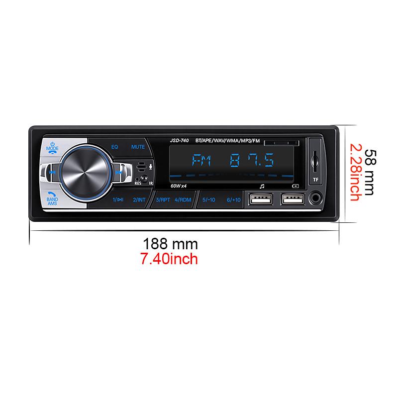 Car MP3 Radio 1 DIN Car Bluetooth Player 7 Colorful Lights Stereos for Car Universal 12V FM Music Radio with Steering Wheel Controller USB Charging