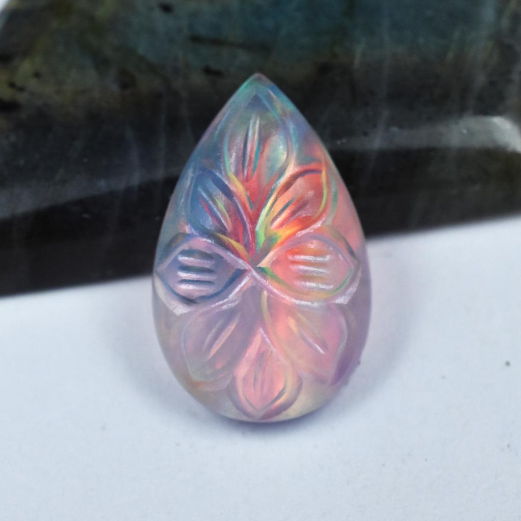 10.30 Ct Lab Created Boulder Opal Pear Certified Fabulous Loose Gemstone