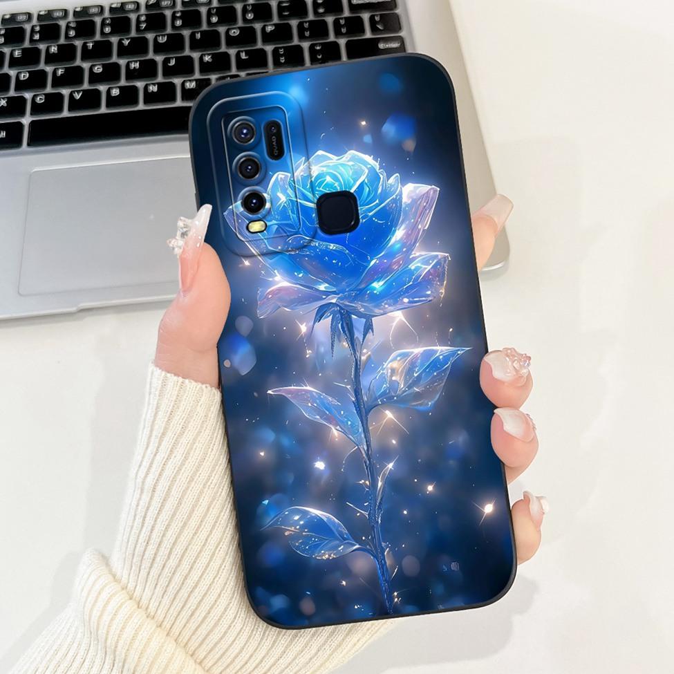 For Vivo Y30 1938 Case Y50 1935 Luxury Flowers Kawaii Cute Funny Painted Silicone Shockproof Phone Case For Vivo Y50 Back Cover