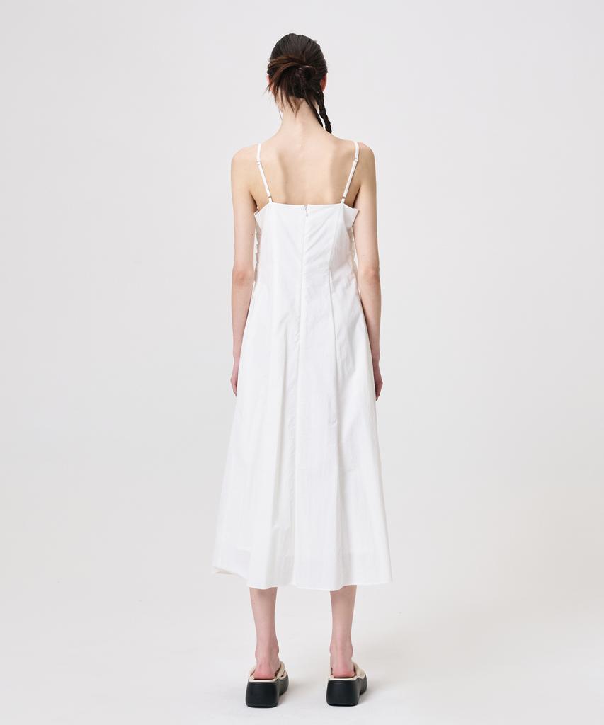 Etmont Slip Heart Neck Shirring Dress, White
