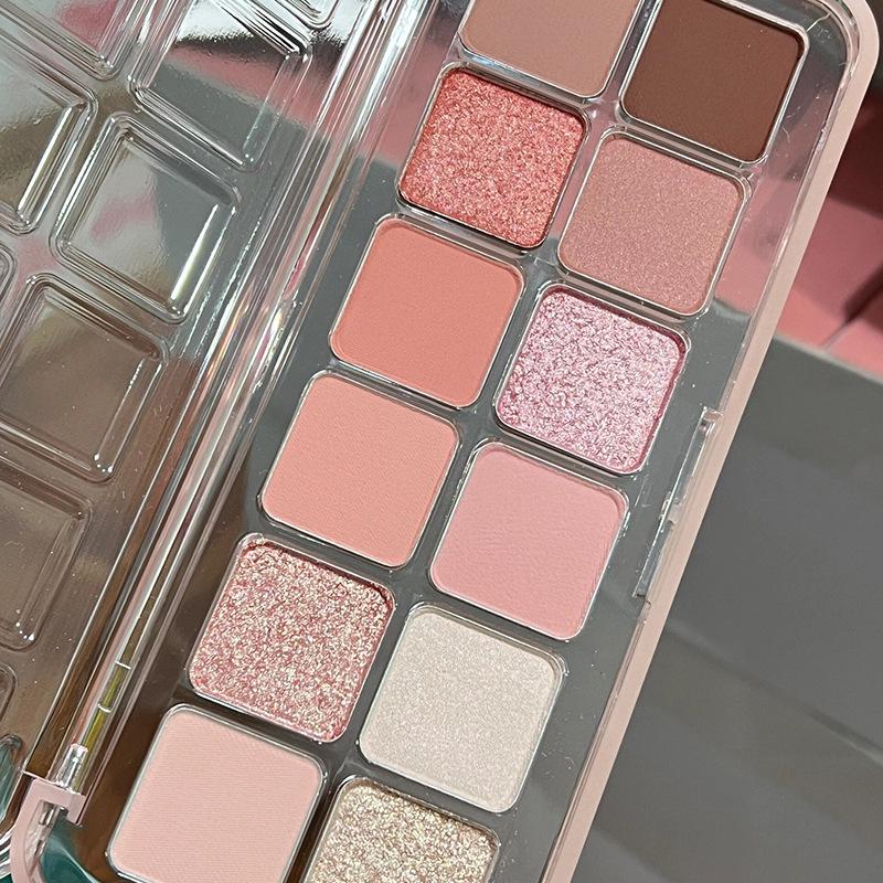 Kappel Twelve-Color Shimmer Matte Glitter Eyeshadow Palette - Dragon Fruit Pink Ink for Bold, Spicy Looks