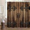 Wooden Door With Iron Hinges Shower Curtain Machine Washable All Season Waterproof Privacy Protection Rustic Design Vintage