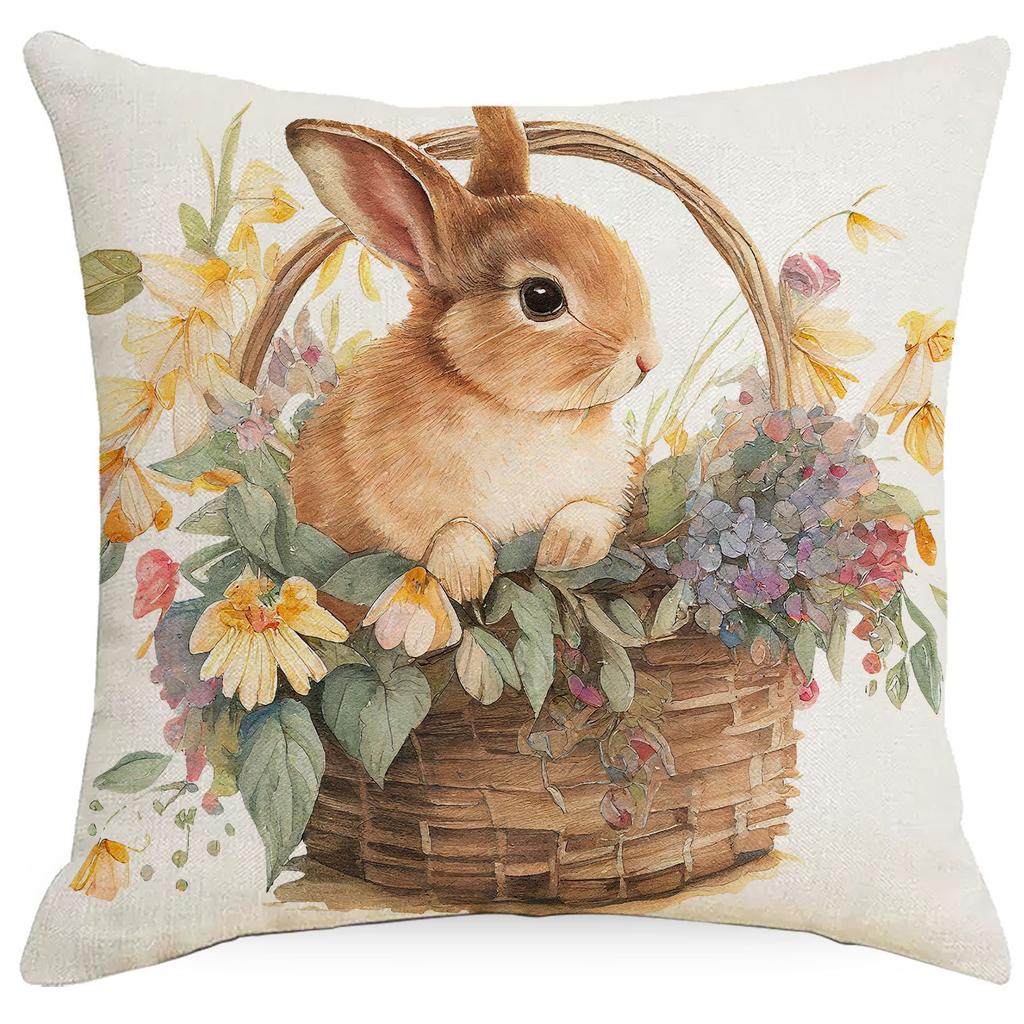 New Easter Pillowcase Spring Retro Rabbit Easter Egg Decorative Pillow Sofa Cushion Cover