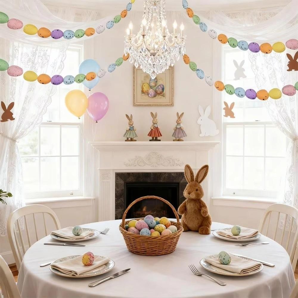 Easter Egg Easter Eggs Wreath DIY Craft Speckled Egg Easter Egg Garland Rustic Style 115/120/150/200cm Hanging Ornaments